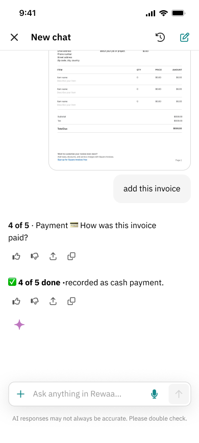 Fixing them quickly: 4 of 5 done, recorded as cash payment